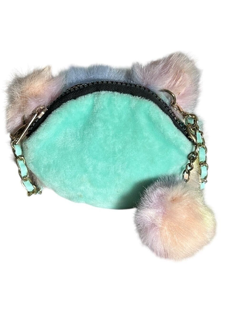 Ty Fashion Heather Cat Mini Purse in Rainbow Faux Fur with Chain Strap - Picture 3 of 7